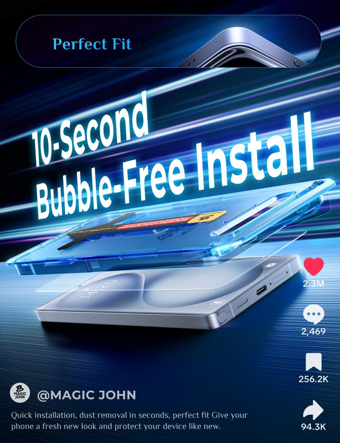 MAGIC_JOHN_for_Samsung_Galaxy_S26_Ultra_Screen_Protector_6.9_inch,_Fast_Easy_Installation,_Auto_Dust-Elimination,_9H_Tempered_Glass_HD,_Fingerprint_Unlock,_Bubble_Free,_Anti-Scratch,_2_PACK