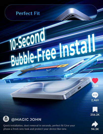 MAGIC_JOHN_for_Samsung_Galaxy_S26_Ultra_Screen_Protector_6.9_inch,_Fast_Easy_Installation,_Auto_Dust-Elimination,_9H_Tempered_Glass_HD,_Fingerprint_Unlock,_Bubble_Free,_Anti-Scratch,_2_PACK