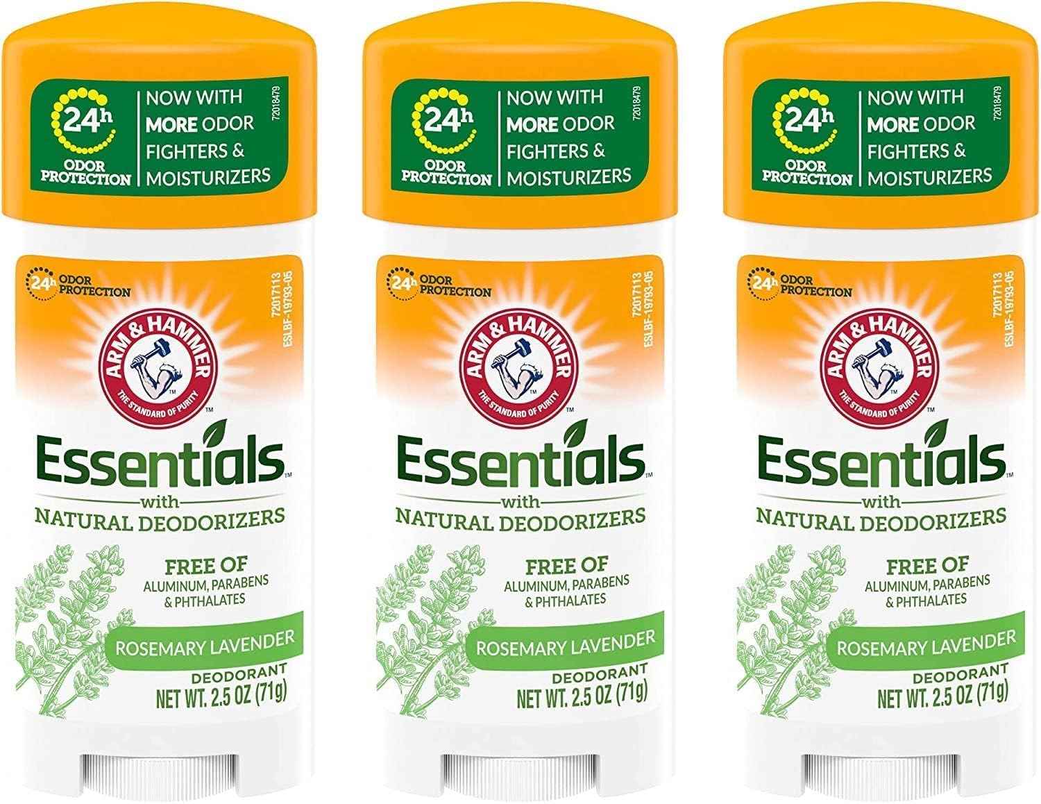 ARM & HAMMER Essentials Deodorant- Solid Oval - Made with Natural Deodorizers- Free From Aluminum, Parabens & Phthalates