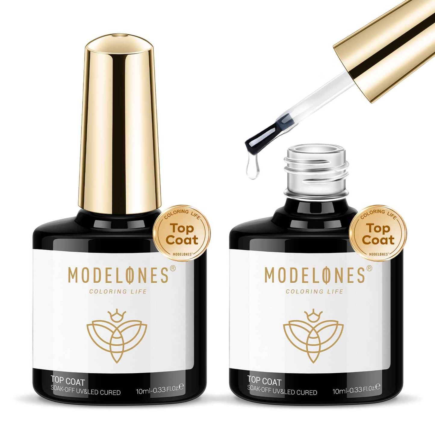 modelones Gel Top Coat, 15ml No Wipe Gel Nail Polish High Gloss Top Coat Shiny Long Lasting Clear Top for Acrylic Nails, Need U V/LED Lamp for Home DIY Gift Spring Easter's Manicure Salon