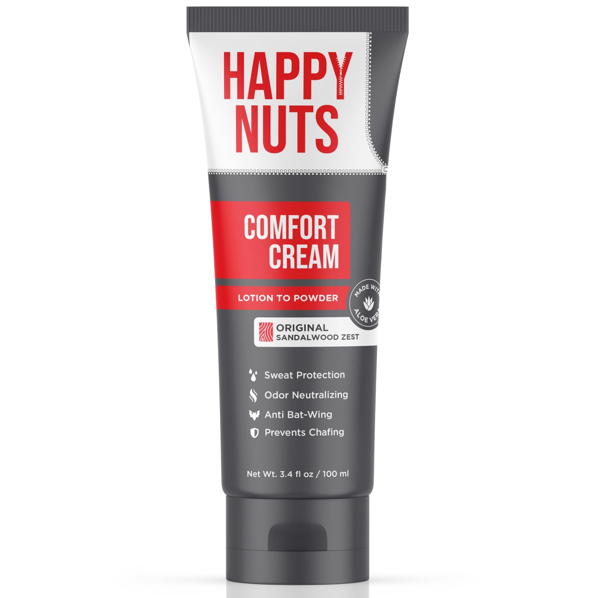HAPPY NUTS Comfort Cream Deodorant For Men: Anti-Chafing Sweat Defense, Odor Control, Aluminum-Free Mens Deodorant &amp;amp; Hygiene Products for Men&amp;#39;s Private Parts 3.4 Fl Oz (1 Pack), Original