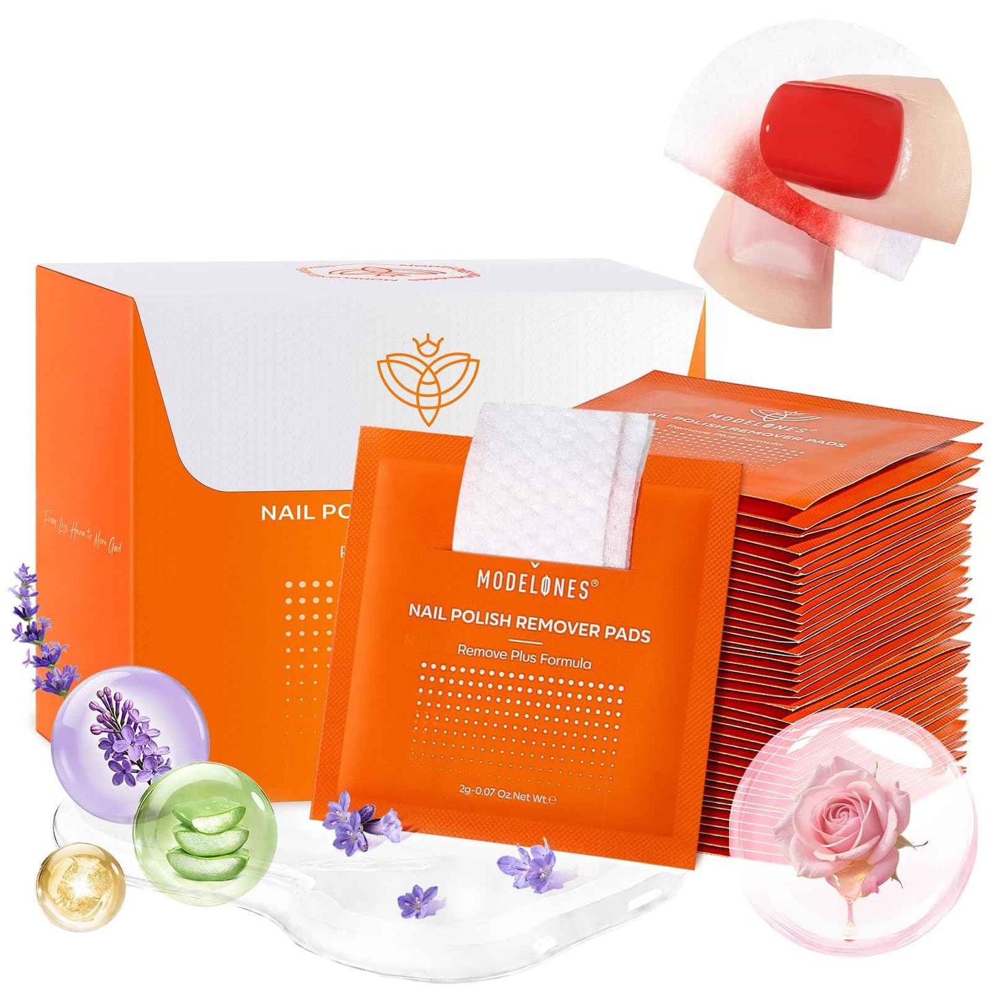 Modelones Nail Polish Remover Pads, Acetone Nail Polish Remover Wipes 50 PCS Professional Individually Wrapped Wet Wipes Easily & Quickly  Smell Glycerin Moisturizing Big Size Portable