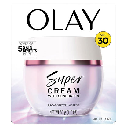 Olay_Super_Cream_with_Sunscreen_SPF_30,_Lightweight_Face_Moisturizer_with_Sun_Protection,_5-in-1_Skin_Care_Benefits_-_Hydrating,_Brightening,_Firming_-_Niacinamide,_Vitamin_C,_Collagen_Peptide,_1.7_oz