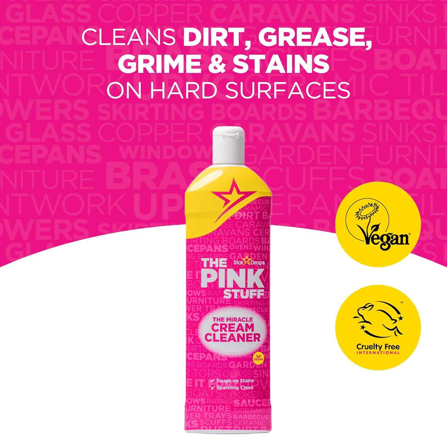 Stardrops - The Pink Stuff - Miracle Cleaning Ultimate Bundle – Paste, Multi-Purpose Spray, Bathroom Foam Spray, and Cream Cleaner – Ideal for Kitchens, Bathrooms, Outdoors, and More