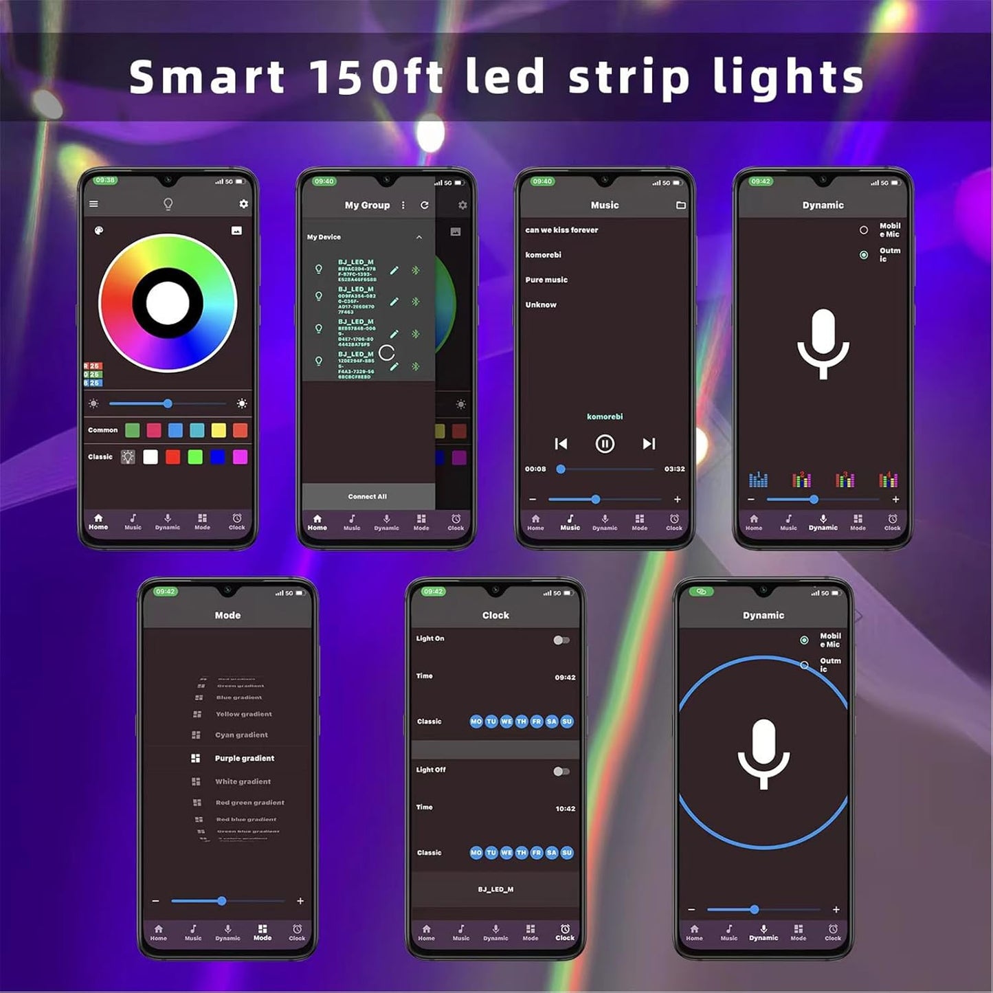 HEDYNSHINE_20ft/150ft_LED_Strip_Lights,RGB_Color_Changing_by_40key_Remote_and_Phone,_LED_Strip_Lights_Music_Sync,Smart_LED_Strip_Lights_for_Bedroom