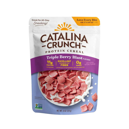 Catalina Crunch Protein Cereal - Sugar Free Breakfast Cereal with 11g of Protein - Gluten Free - Triple Berry Blast - 8 oz. Bag (Pack of 1), Packaging May Vary