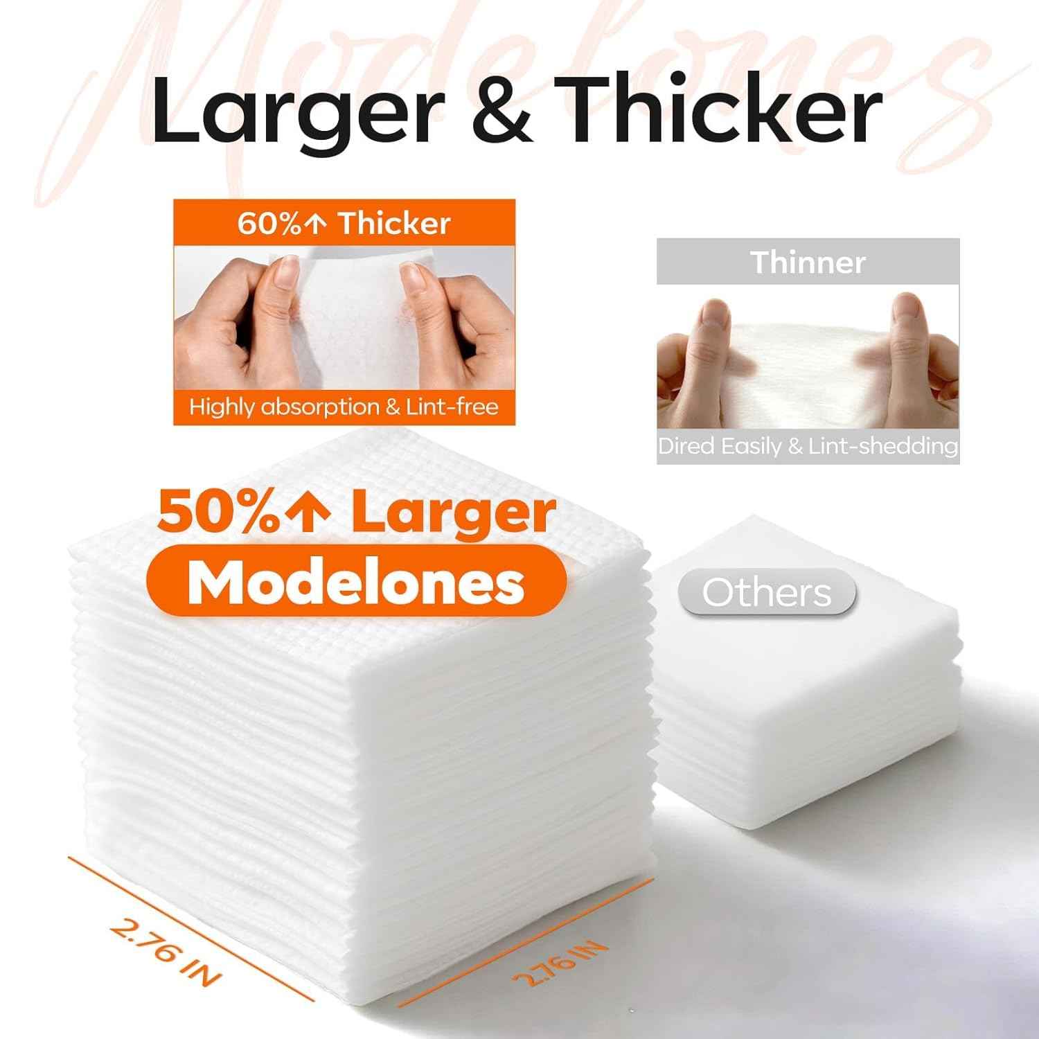 Modelones Nail Polish Remover Pads, Acetone Nail Polish Remover Wipes 50 PCS Professional Individually Wrapped Wet Wipes Easily & Quickly  Smell Glycerin Moisturizing Big Size Portable