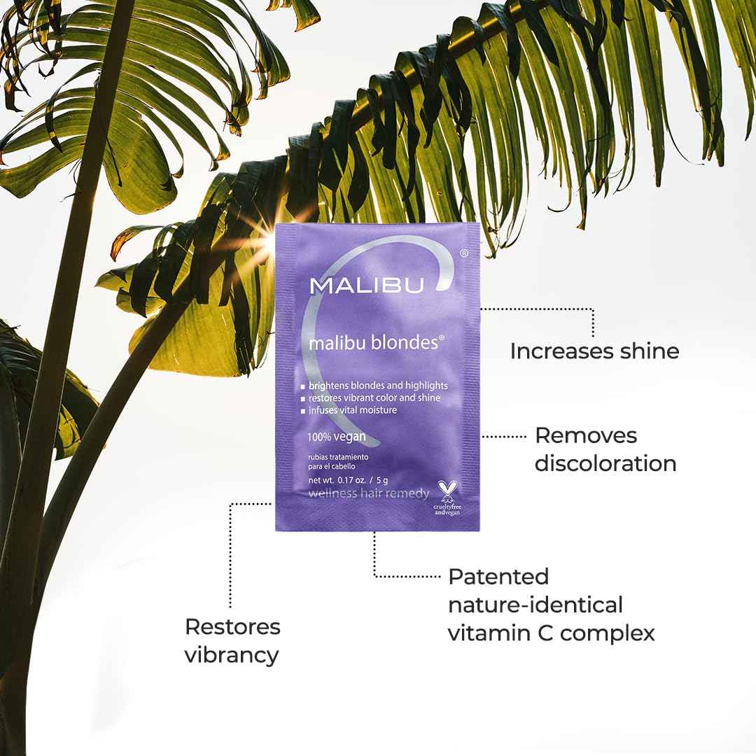 Malibu C Blondes Wellness Remedy - Removes Discoloration from Bleached, Highlighted or Natural Blonde Hair + Restores Vibrance and Shine with Vitamin C Complex