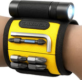Galvanox Magnetic Wristband with LED Flashlight - Nylon Wrist Magnet for Tools, Screws and Nails with Adjustable Work Light - Great Gift for Men, Father, Handyman (Black)