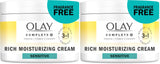 Olay Face Moisturizer, Complete+ Rich Moisturizing Cream - Fragrance-Free, Gentle for Dry & Sensitive Skin, 3-in-1 Hydrating to Strengthen, Nourish, Renew - Niacinamide, Vitamin E, & Ceramides, 8.5 oz