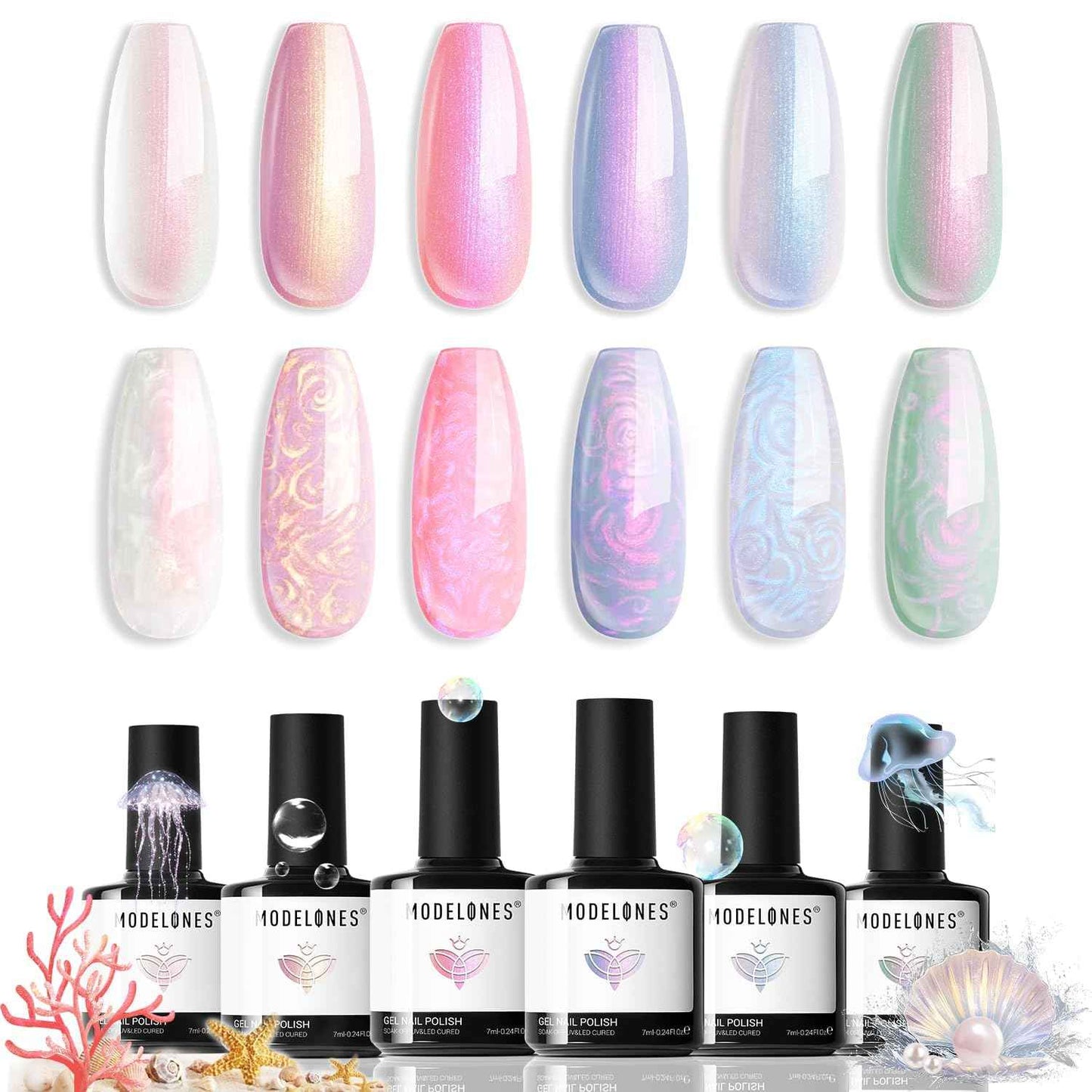 modelones Gel Nail Polish Set - 6 Colors Nude Pink Milky White Gel Polish Set Light Neutral Pink Nail Polish Barely Pink Soak Off LED Starter Kit Popular Nail Art DIY Manicure Gifts