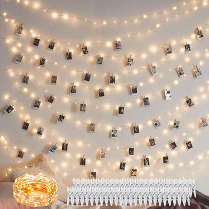 Decute_100_LED_50_Photo_Clips_String_Lights_Holder_33FT_Starry_Fairy_Lights_for_Hanging_Pictures_Cards_Memos_USB_Powered_with_Switch_Perfect_for_Bedroom_Wedding_Dorm_Christmas_Decor_(Warm_White)