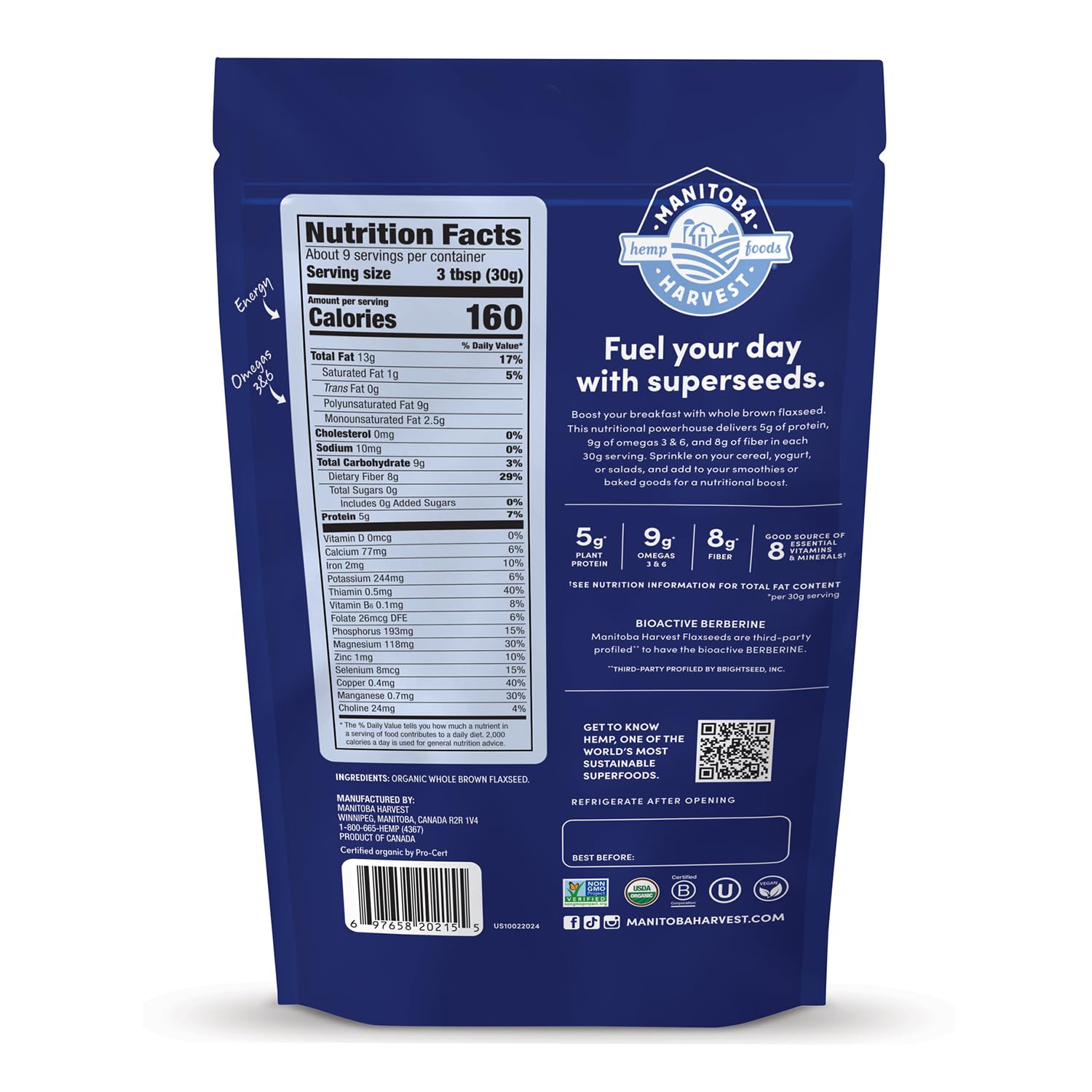 Manitoba_Harvest_Whole_Organic_Flaxseed,_5g_Plant_Based_Protein_and_9g_Omegas_3_&_6_per_30g_Serving_-_Perfect_for_Smoothies,_Yogurt_&_Cereal_-_Non-GMO,_Organic,_Vegan,_10oz_(Pack_of_1)