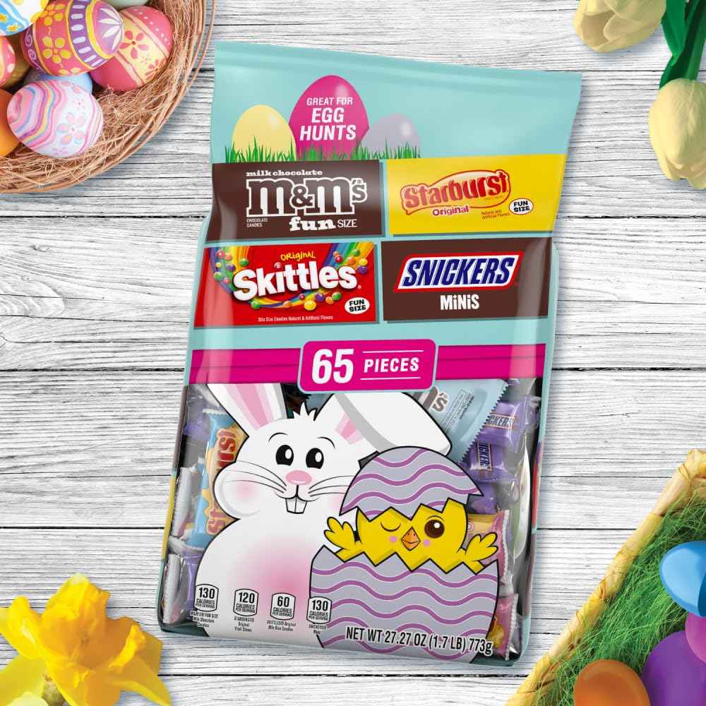M&M'S, SKITTLES Original, SNICKERS, MILKY WAY & STARBURST Chocolate and Fruity Easter Candy for Easter Baskets and Eggs, 27.27 Ounce Bag