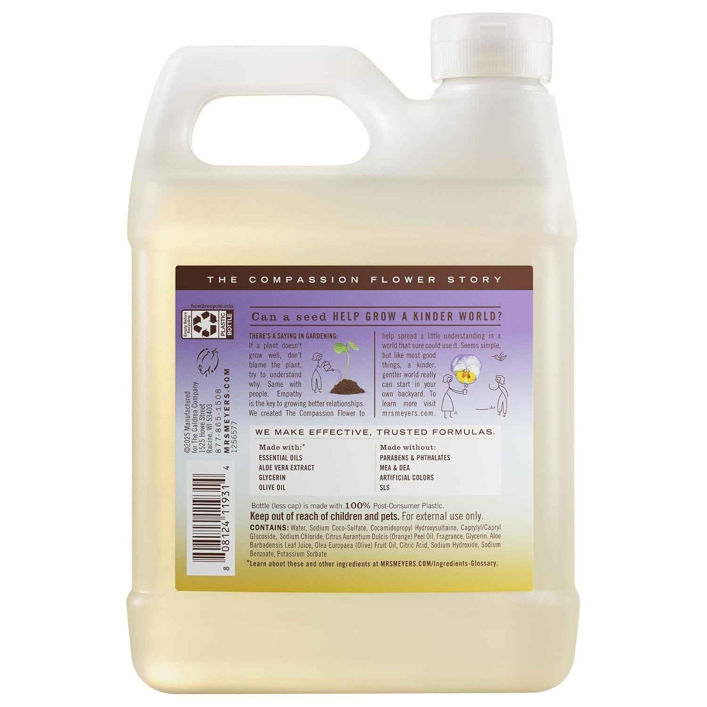 MRS. MEYER'S CLEAN DAY Hand Soap Refill, Compassion Flower Scent, 33 Fl Oz Bottle