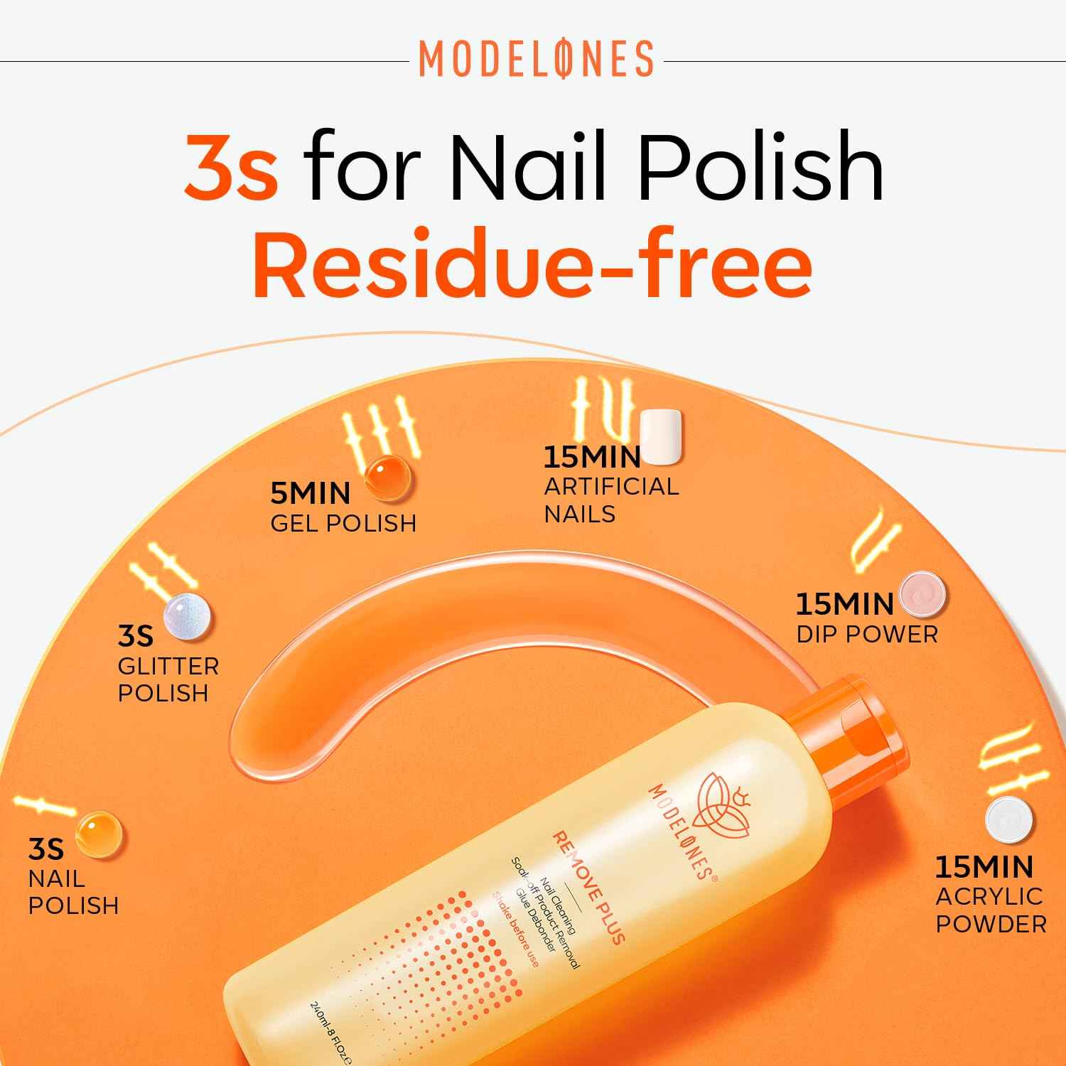 Modelones Acetone Nail Polish Remover, Professional Gel Polish Remover, Nail Glue Remover Natural Formula with Jojoba Oil for Nail Moisturizing & Care, Acrylic Dip Powder Remover(8 FL.Oz.)