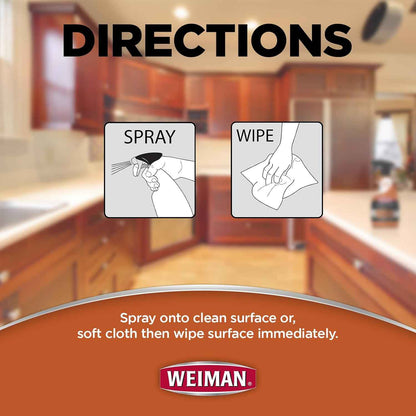Weiman Cabinet and Wood Cleaner, Shine, Clean and Protect Spray - For Wood Cabinets, Furniture, Tables, Baseboards, Trim