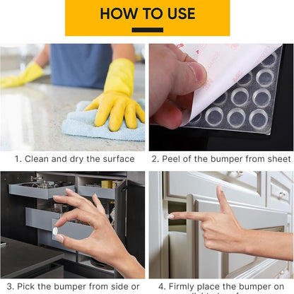 104_Clear_Cabinet_Bumper_Pads_–_Self-Adhesive_Silicone_Buffer_Set_with_4_Shapes_for_Doors,_Drawers_&_Furniture_–_Sound_Dampening_&_Surface_Protection