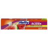 Hefty Slider Jumbo Storage Bags, 12 Count, 2.5 Gallon Extra Large Storage Bags for Bulk Leftovers, Travel Clothes, Shoes, Office Supplies, and More, Writable Label, Secure Zip and Click Closure