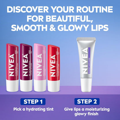 NIVEA_Glowy_Lips,_Vegan_Lip_Balm_with_Hyaluronic_Acid,_Vitamin_E,_and_Magnolia_Extract,_Moisturizing_Lip_Balm_Instantly_Boosts_Natural_Lip_Glow,_0.35_Fl_Oz_Tube