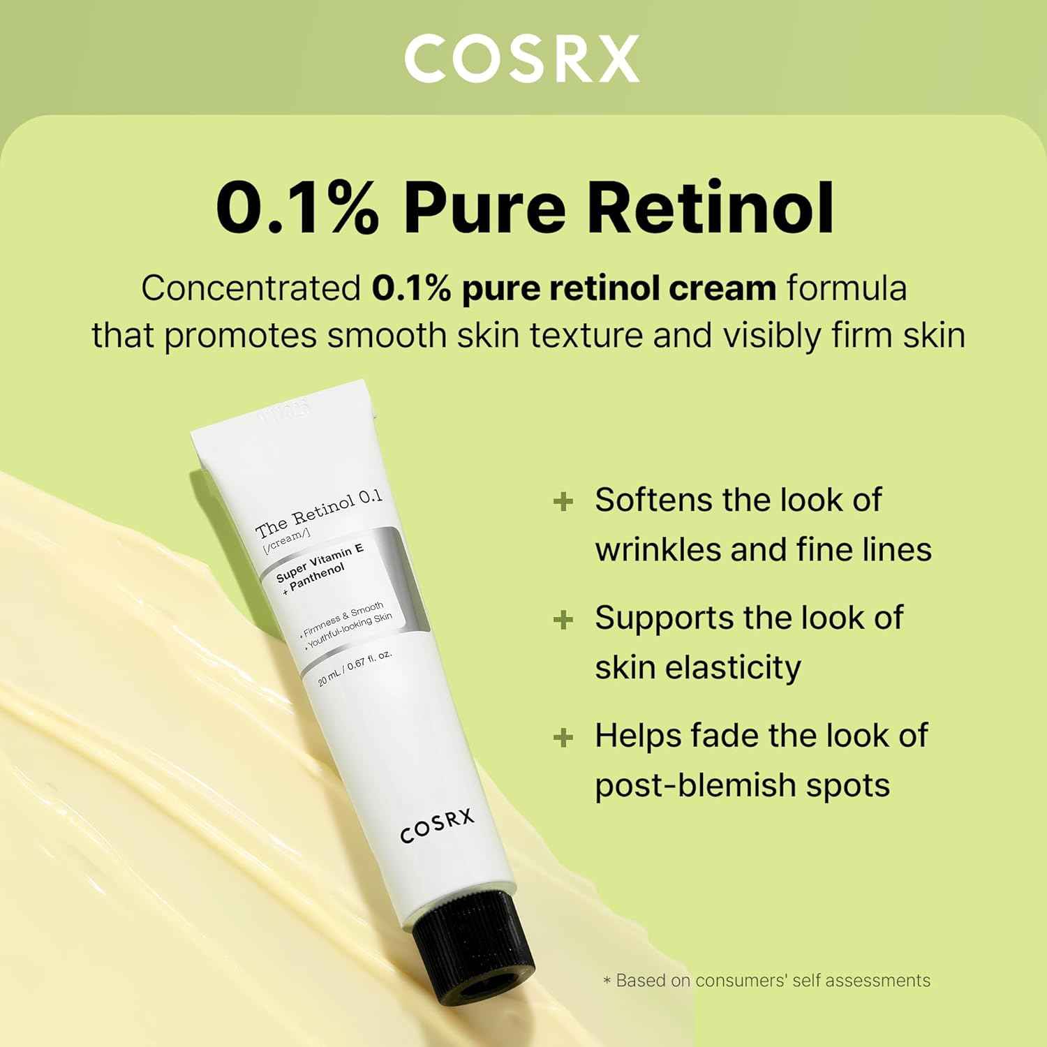 COSRX Retinol 0.1% Cream, 0.67 Oz, Anti-aging Eye & Neck Cream with Retinoid Treatment to Firm Skin, Reduce Wrinkles, Fine Lines, Signs of Aging, Gentle Daily Korean Skin Care