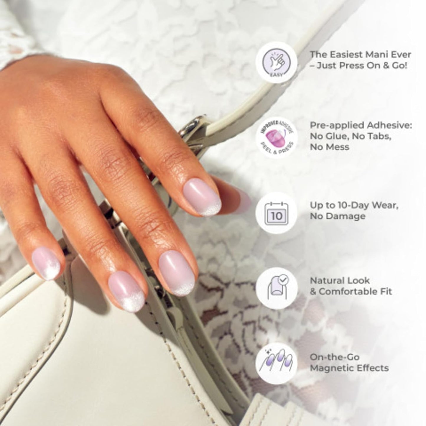 KISS_colorFX_by_imPRESS_Press_On_Nails_,_‘Sour_Love’,_Solid_White_with_Pearlescent_Finish,_Short_Oval,_IMPROVED_adhesive,_Includes_30_Fake_Nails,_Prep_Pad,_1_Manicure_Stick,_1_Mini_Nail_File