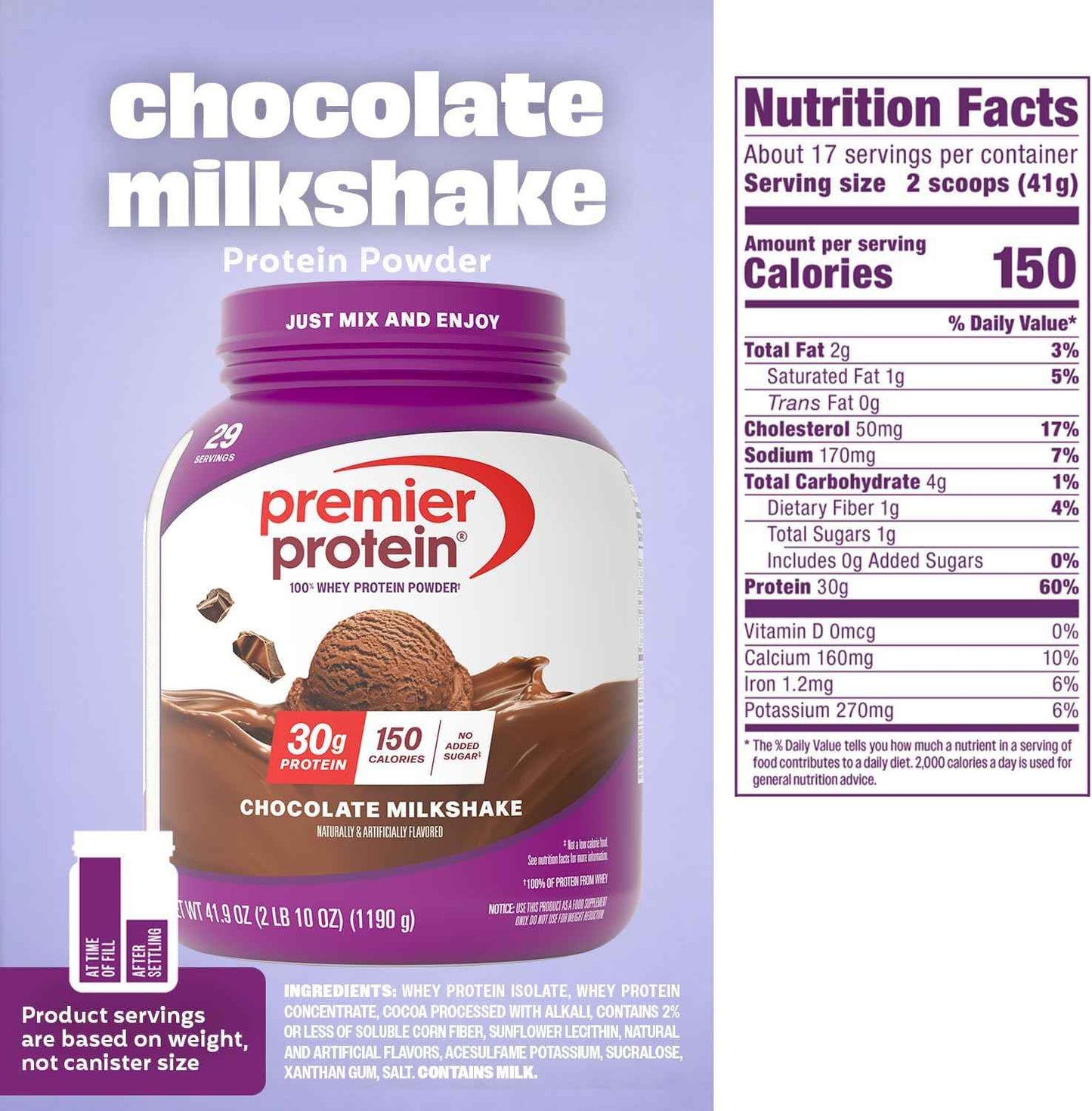Premier Protein Powder, 30g Protein, No Added Sugar, 100% Whey Protein, Keto Friendly, Soy & Gluten Free