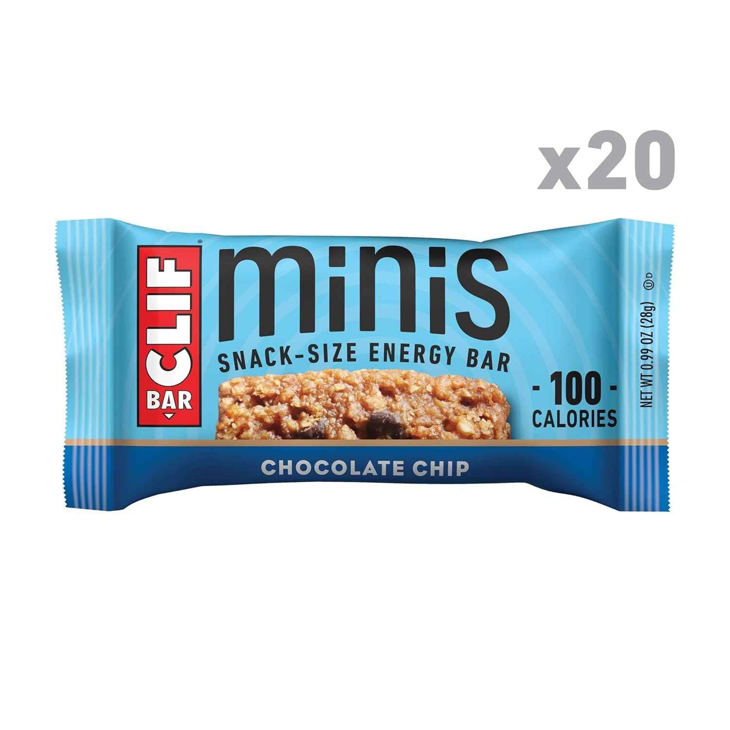CLIF BAR Minis - Chocolate Chip - Made with Organic Oats - 4g Protein - Non-GMO - Plant Based - Snack-Size Energy Bars - 0.99 oz