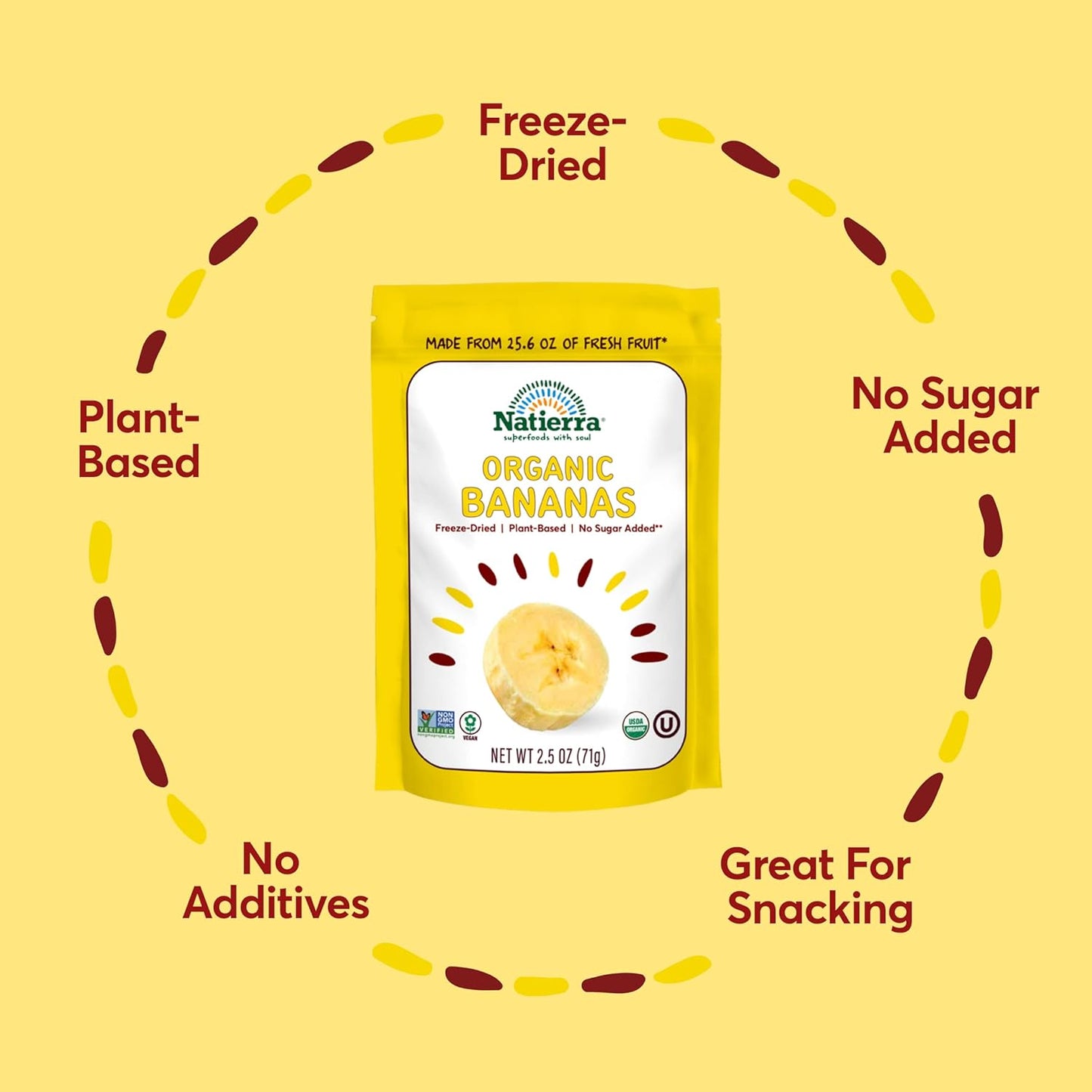 NATIERRA_Organic_Freeze-Dried_Bananas_USDA_Certified_Organic,_Vegan_&_Non-GMO_2.5_Ounce_(Pack_of_1)