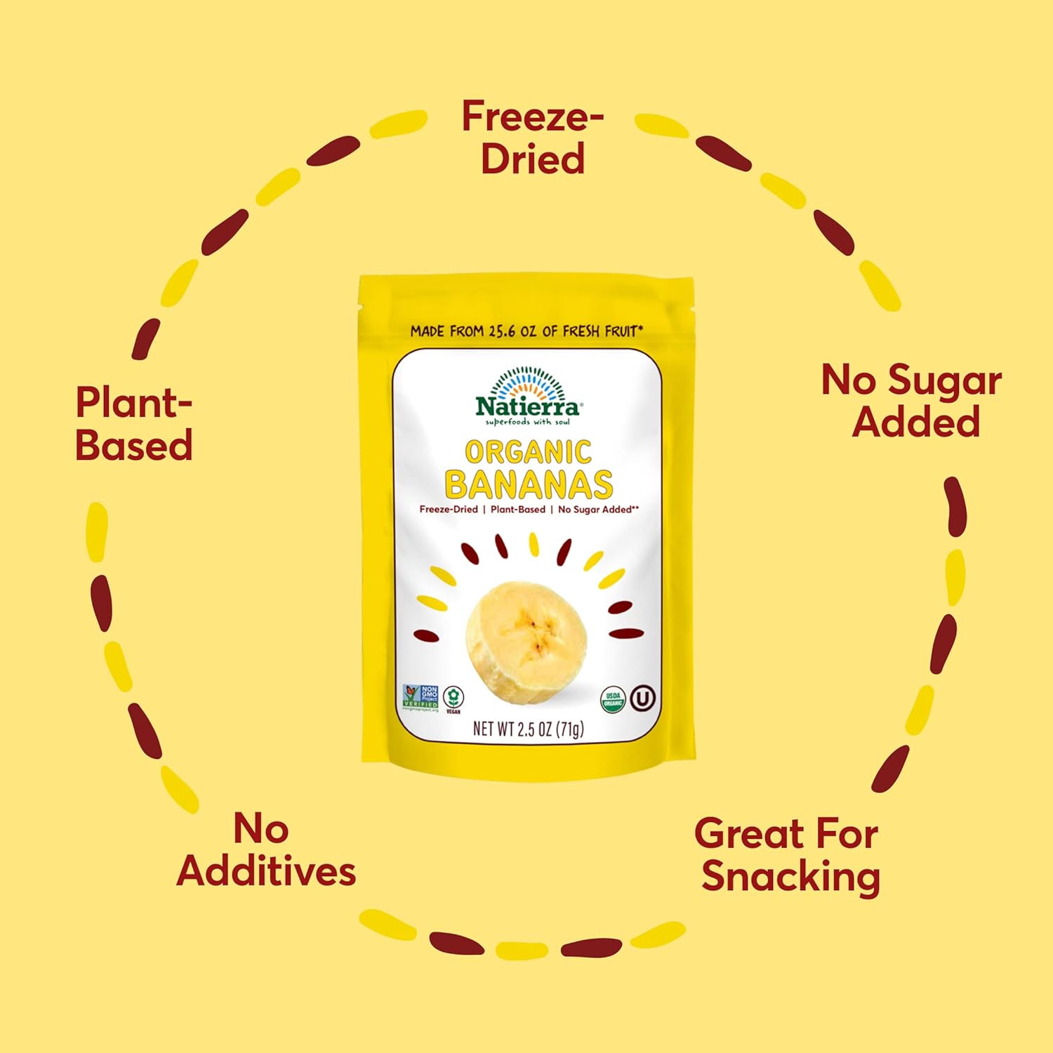 NATIERRA_Organic_Freeze-Dried_Bananas_USDA_Certified_Organic,_Vegan_&_Non-GMO_2.5_Ounce_(Pack_of_1)