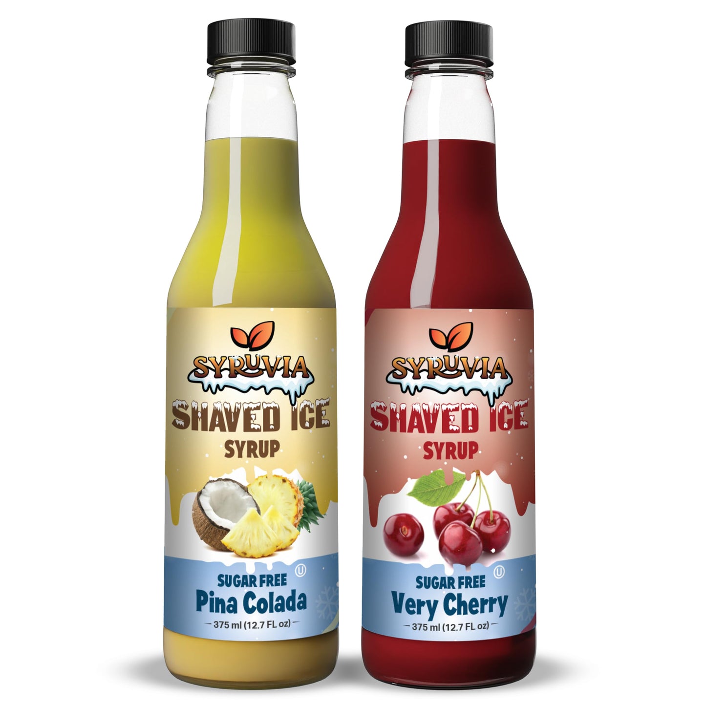 Syruvia Sugar-Free Snow Cone Syrup 12.7oz -0 Calorie Pina Colada &amp;amp; Cherry Syrup for Shaved Ice, Snow Cones, Slushies, Italian Soda, and Popsicles. Keto Friendly, Kosher, Dairy Free.