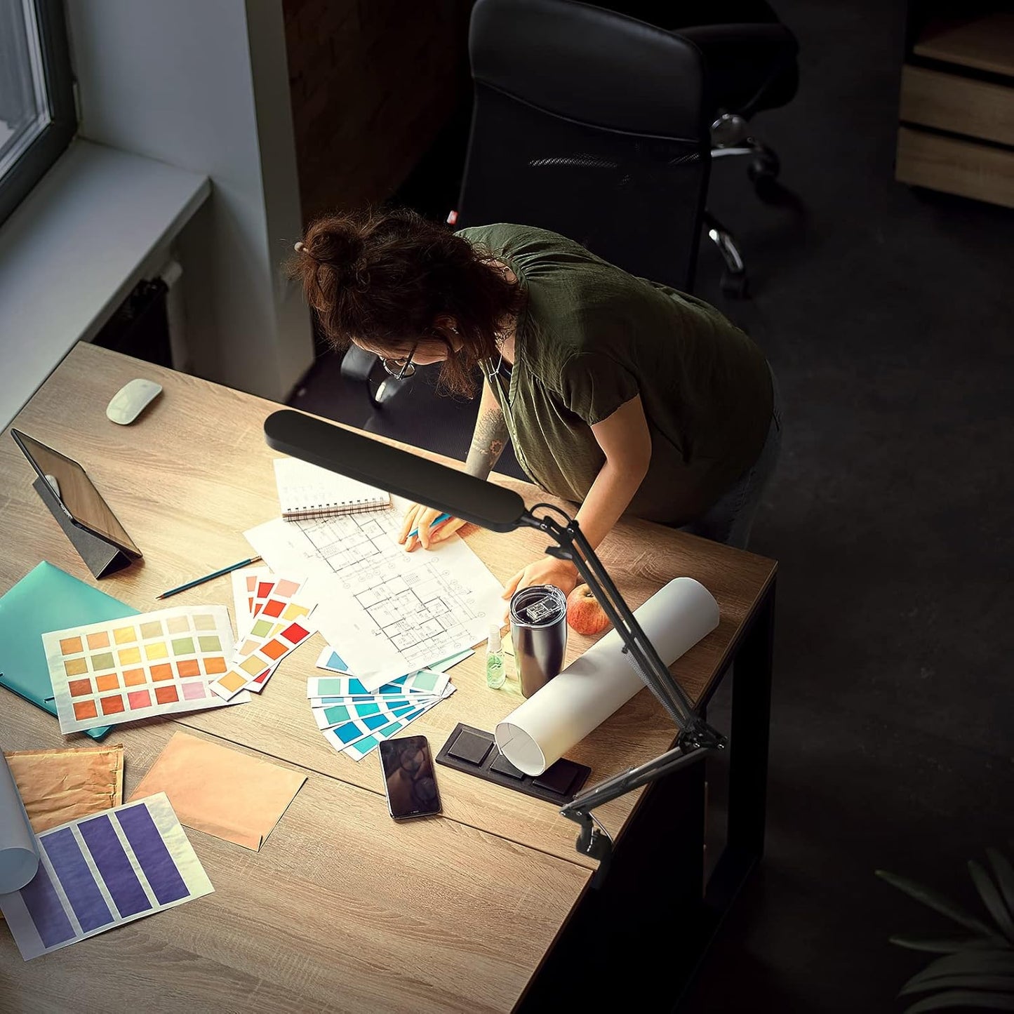 SKYLEO_Desk_Lamp_for_Home_Office,_Eye_Comfortable_LED_Desk_Light_for_Long_Hours,_Adjustable_Swing_Arm_with_Memory_Function,_Black