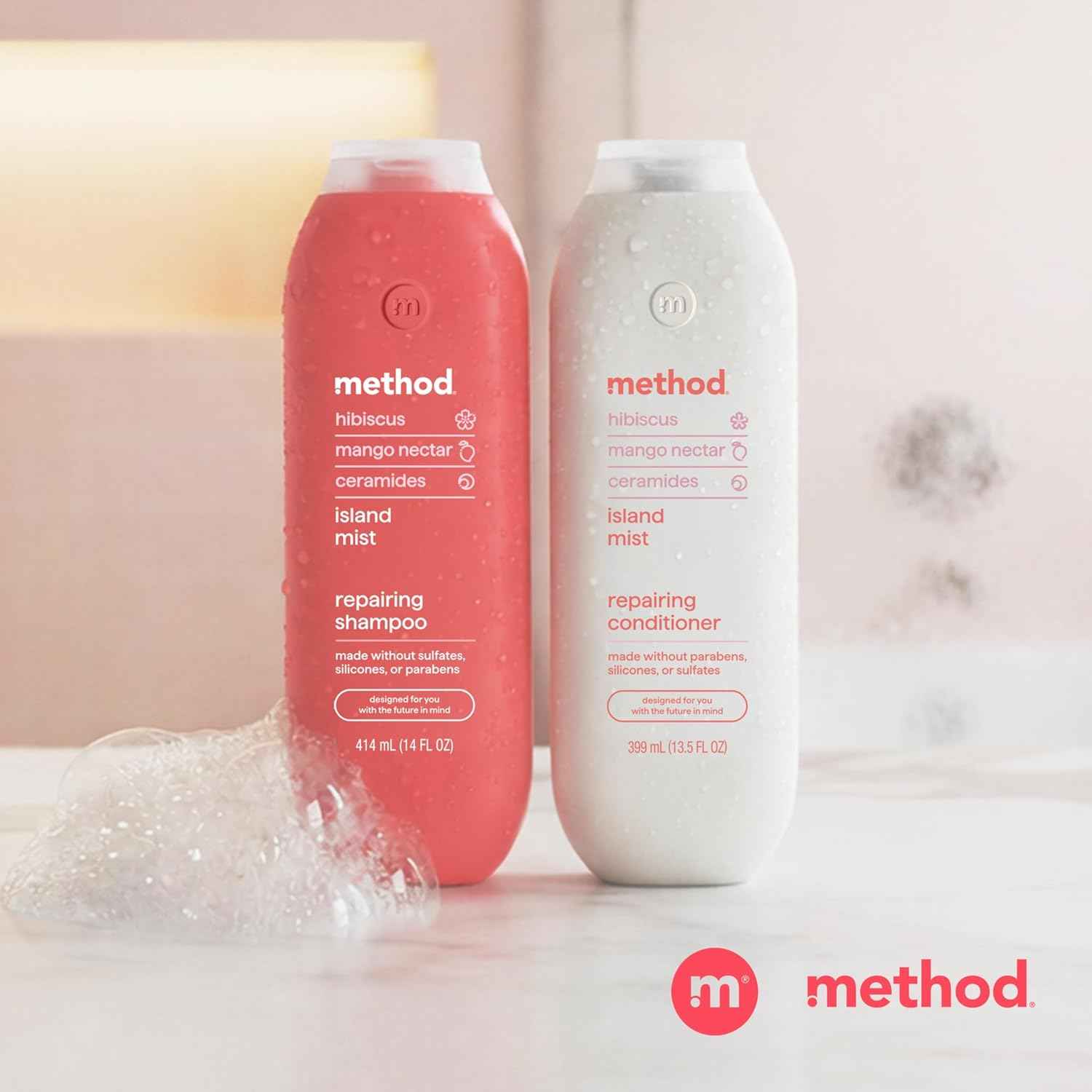 Method Repairing Shampoo, Island Mist - Nourishes Hair and Restores Damaged Strands - Sulfate Free, Color Safe - 14 oz