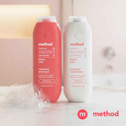 Method Repairing Shampoo, Island Mist - Nourishes Hair and Restores Damaged Strands - Sulfate Free, Color Safe - 14 oz