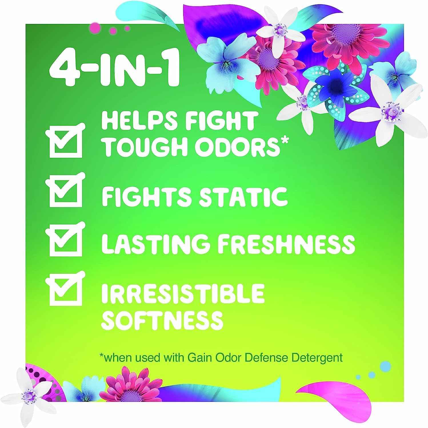 Gain Dryer Sheets Plus Odor Defense, Super Fresh Blast Scent, Helps fight static and odor, laundry sheets