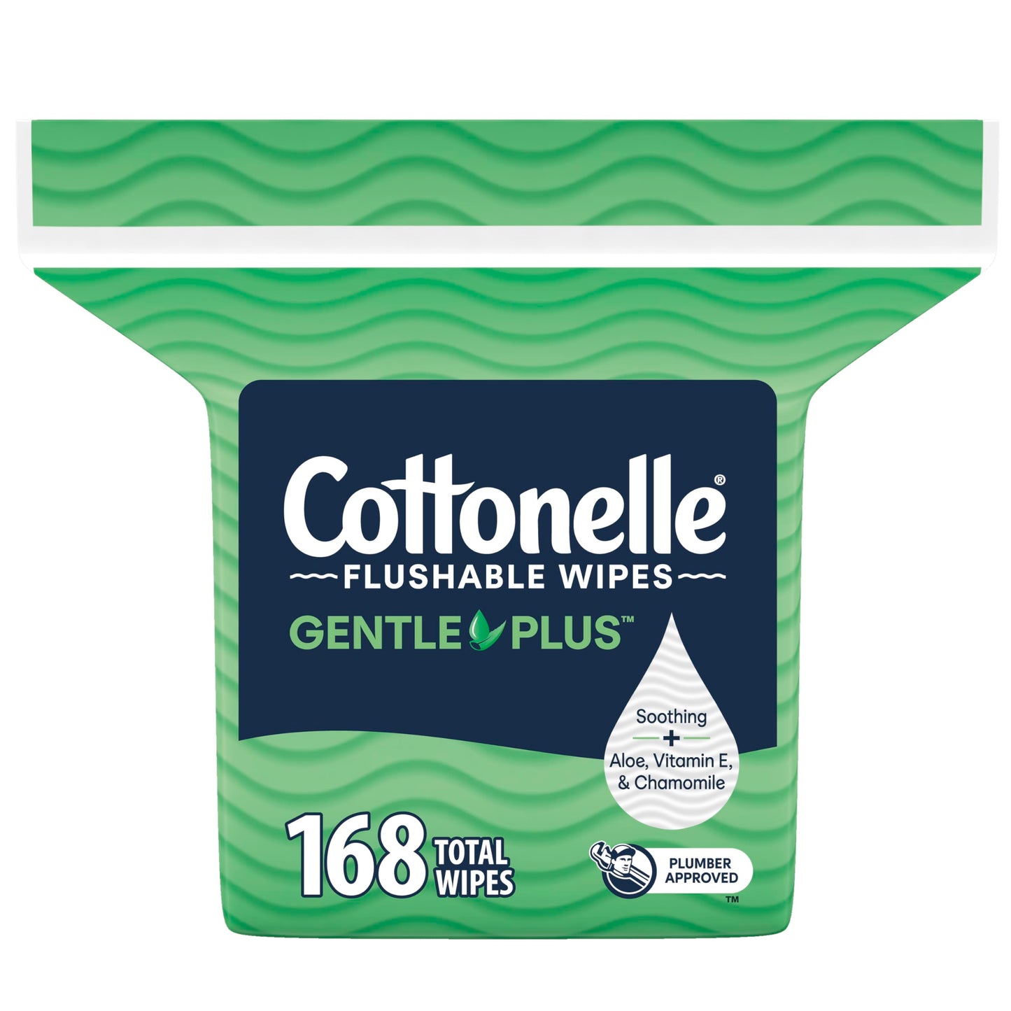 Cottonelle GentlePlus Flushable Wet Wipes with Aloe &amp;amp; Vitamin E, 1 Refill Pack, 168 Wipes Per Pack, Packaging May Vary