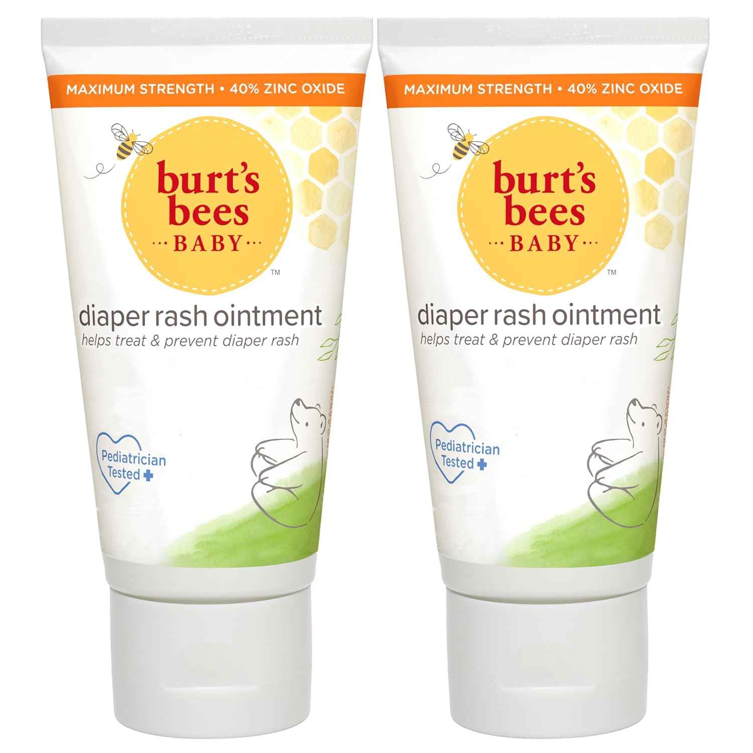 Burt's Bees Baby Diaper Rash Ointment, Maximum Strength, 40% Zinc Oxide, 100% Natural Origin, Pediatrician Tested