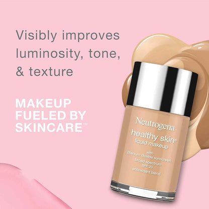 Neutrogena Healthy Skin Liquid Foundation Makeup with Broad Spectrum SPF 20 Sunscreen, Lightweight, Medium Coverage Makeup with Sunscreen and Pro-Vitamin B5