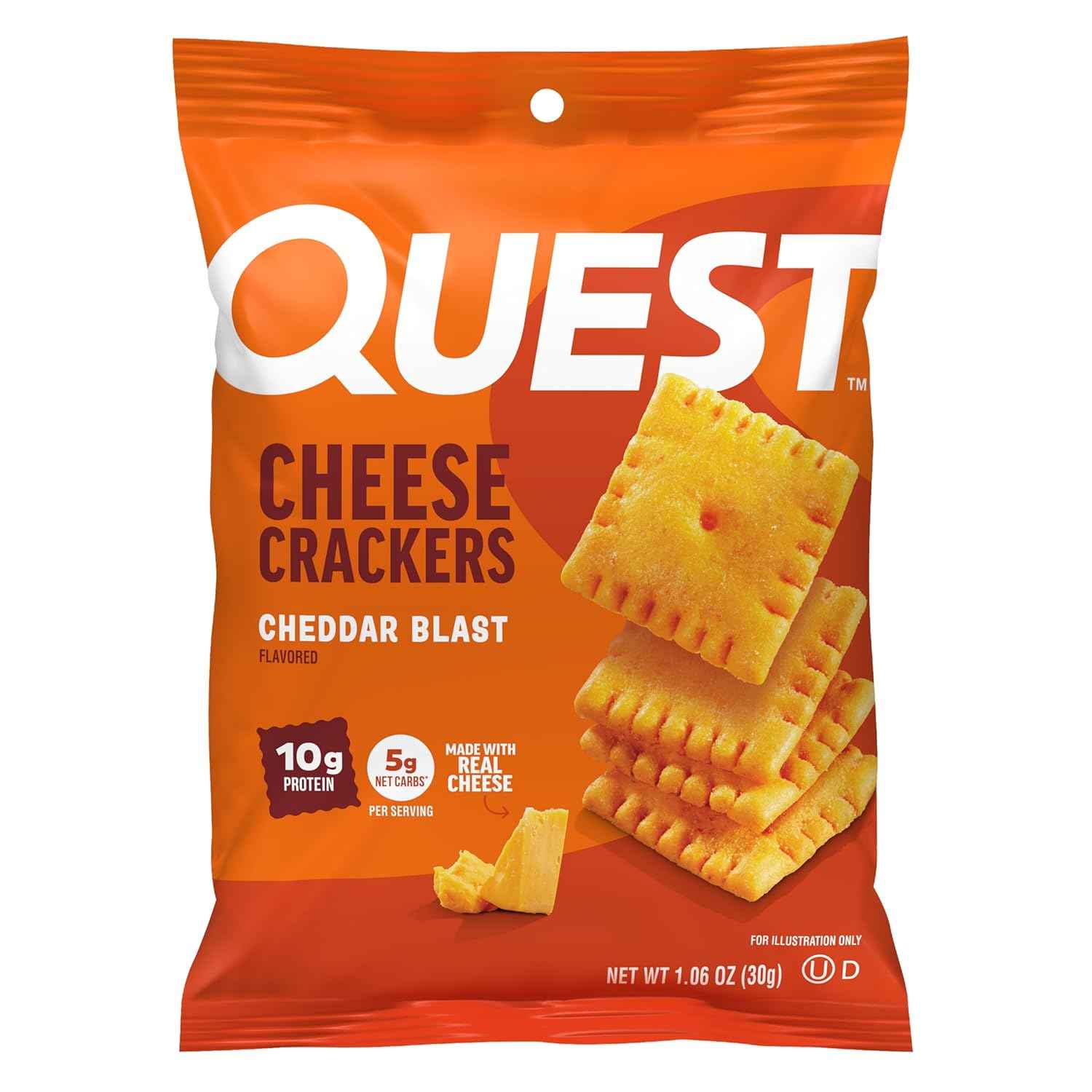 Quest Nutrition Cheese Crackers, 10g Protein, 5g Net Carbs, 1g Sugar, Made with Real Cheese, High Protein Snack