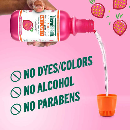 TheraBreath Kids Mouthwash with Fluoride, Organic Strawberry Splash, Anticavity, 16 fl oz, 2 Pack