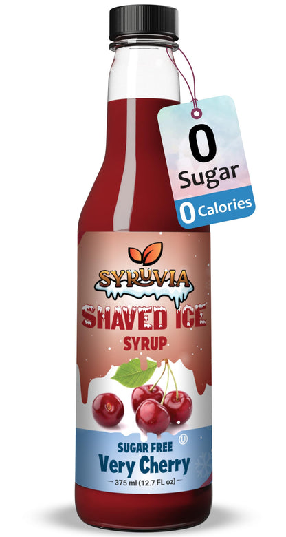 Syruvia Sugar-Free Snow Cone Syrup 12.7oz -0 Calorie Very Cherry Syrup For Shaved Ice, Snow Cones, Slushies, Italian Soda, Popsicles. Keto Friendly, Kosher, Dairy-Free.