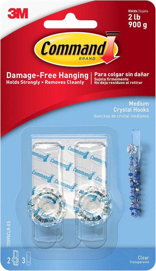 Command_Medium_Crystal_Hook,_Holds_up_to_2_lb,_2_Wall_Hooks_with_3_Strips,_Damage-Free_Hanging_on_Walls,_Doors,_Cabinets,_and_Cloest_for_Jewelry_and_Accessories