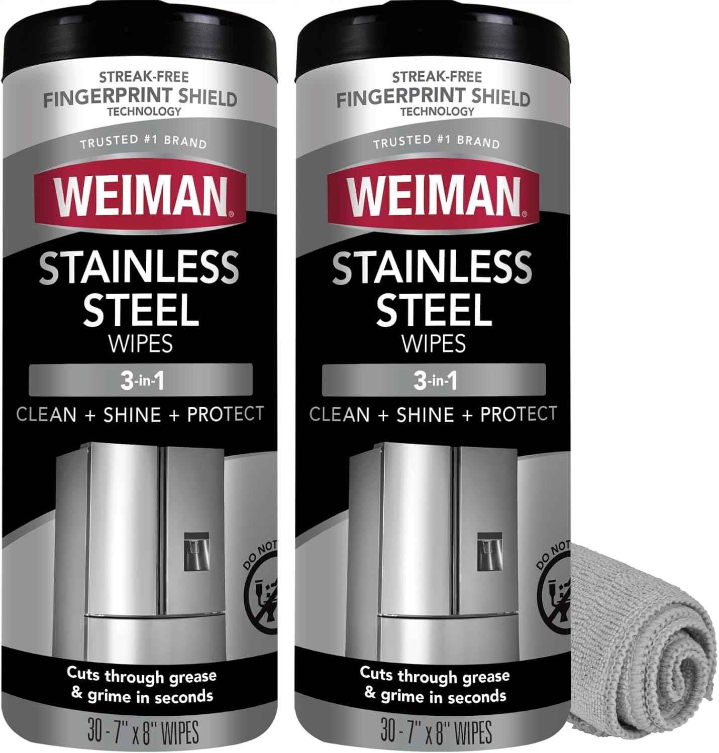 Weiman Stainless Steel Cleaner & Polish Kit, Wipes & Cloth, Anti-Fingerprint, Removes Grease, Water Spots, Streaks & Residue, Polishing Cleaner Safe for Appliances, Chrome, Sinks & Grill Exteriors
