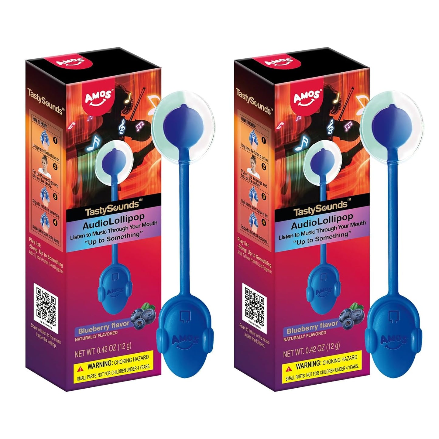 Amos Music Lollipop Candy, Audio Singing Lollipop, Unique Valentine's Gift, Individually Wrapped Natural Fruit Multiple Choice