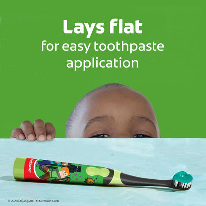 Colgate_Kids_Battery_Powered_Minecraft_Toothbrush,_Extra_Soft_Kids_Battery_Toothbrush_with_1_AA_Battery_Included,_Made_for_Ages_3_and_Up,_Features_Easy_On_and_Off_Switch,_Flat_Lay_Handle,_1_Count