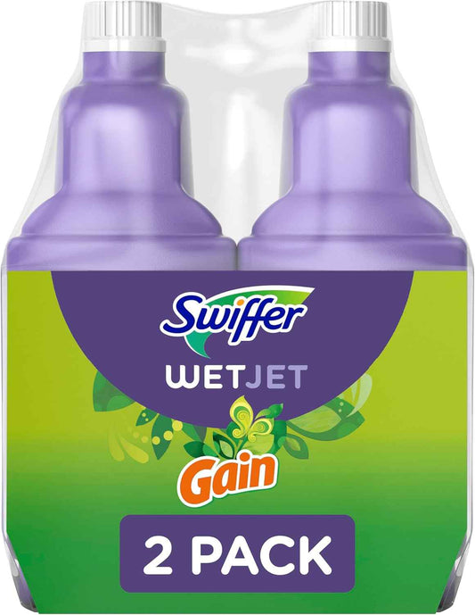 Swiffer WetJet Multi-Purpose and Hardwood Liquid Floor Cleaner Solution Refill, with Gain Scent,