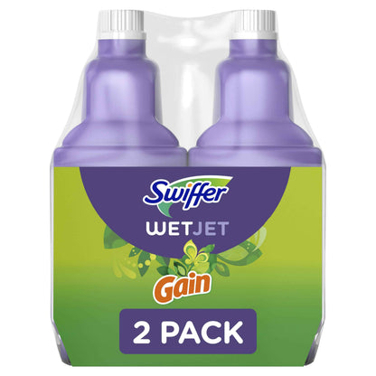 Swiffer WetJet Multi-Purpose and Hardwood Liquid Floor Cleaner Solution Refill, with Gain Scent,