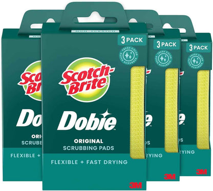 Scotch-Brite Dobie Non-Scratch All-Purpose Scrub Pads, Reusable Scouring Sponges for Kitchen & Bathroom, Safe on Non-Stick Cookware
