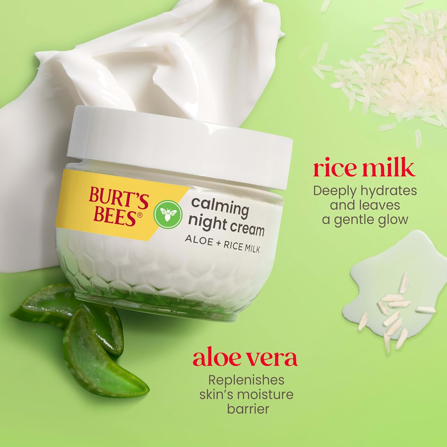 Burt's_Bees_Calming_Night_Cream_With_Aloe_and_Rice_Milk,_Face_Moisturizer_For_Sensitive_Skin_Infuses_Skin_With_Moisture_While_You_Sleep,_98.8_Percent_Natural_Origin_Skin_Care,_1.8_oz._Tub