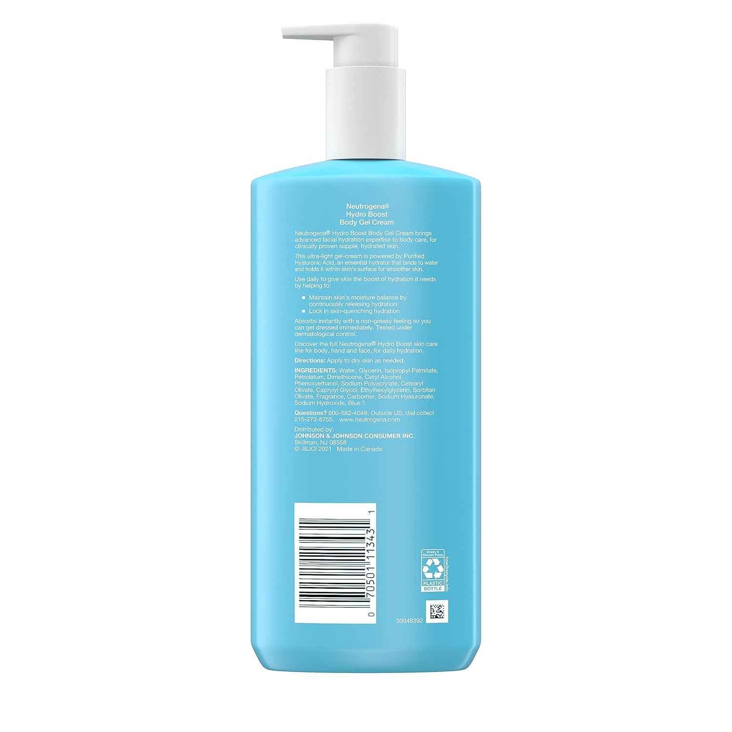 Neutrogena Hydro Boost Body Gel Cream, Hydrating Body Lotion with Hyaluronic Acid for Normal to Dry Skin, Hyaluronic Acid Lightweight Moisturizer